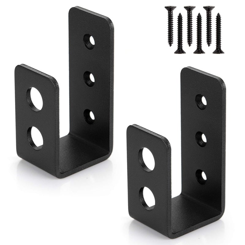 Sihnman 2x4 (1.5x3.5 inch) Door Barricade Brackets (2 pcs) | Drop Open Bar Holder Steel U Bracket for 2 by 4 Lumber as Security Door Reinforcement, Door Jammer, Tool Hanger for Home, Barn, Shed, Garage, Gate - Image 1